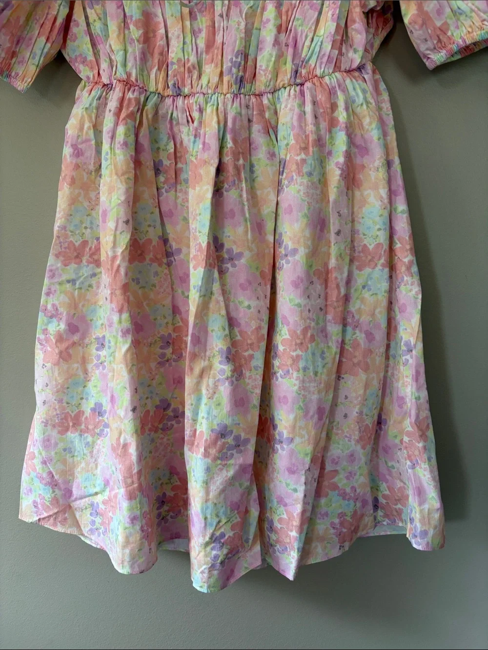For Love & Lemons Kennedy Floral Puff Sleeve Mini Dress Medium Pastel NWT